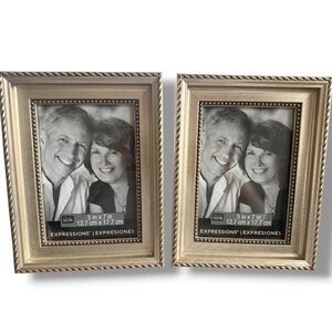 Studio Decor Expressions Set of Two Gold Detailed 5x7 Photo Frames